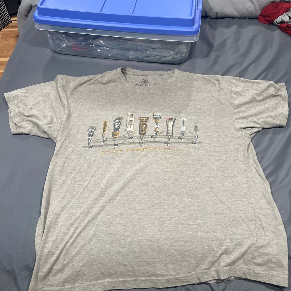 Mens Newport Blue XXL Short Sleeve Beer Tap Decisions Graphic T-shirt Brown